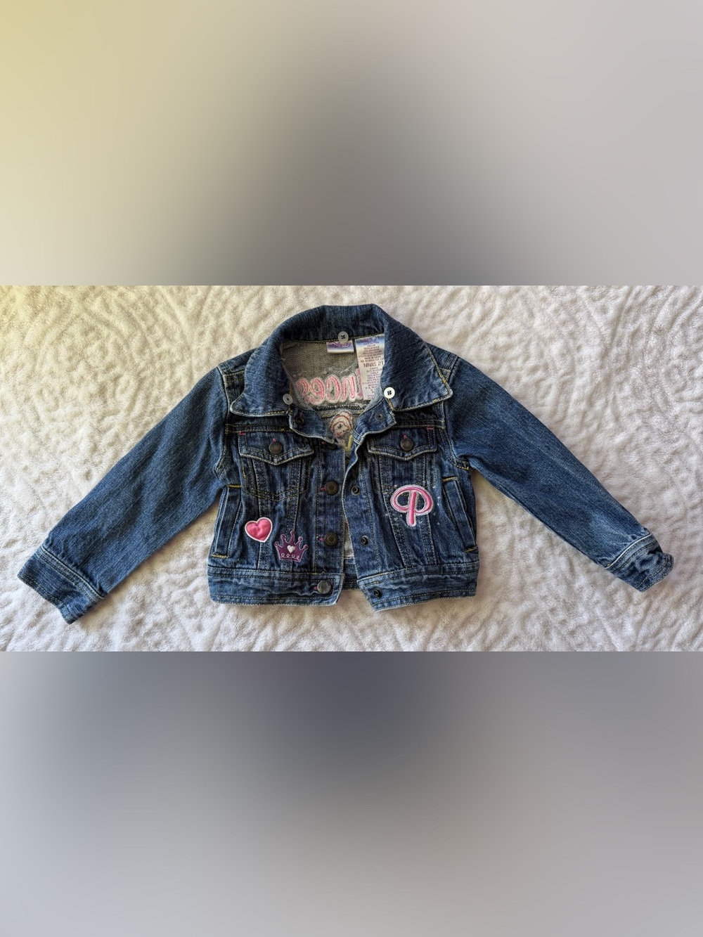 Vintage Disney Princess Girls 2T Denim Jean Jacket Cinderella Belle Aurora Y2K